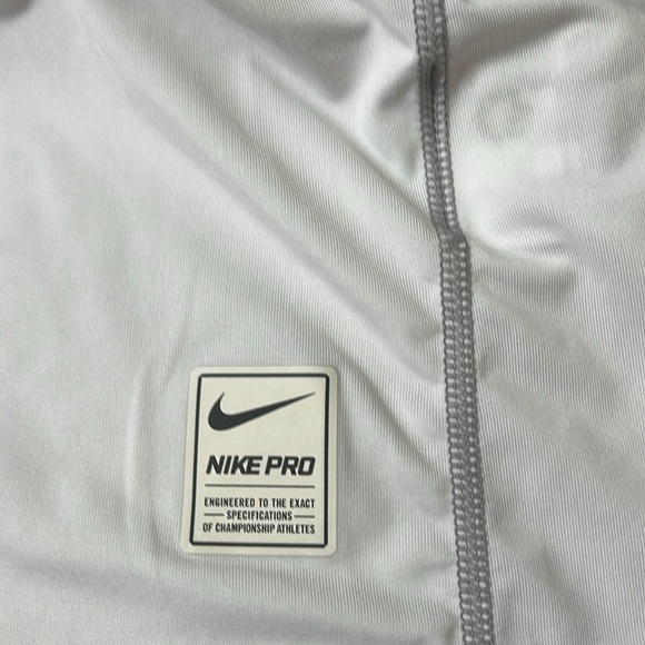 Nike Pro dri-fit fitted large white tank top with gray accents. - Picture 4 of 5